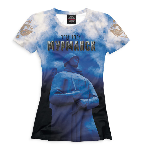 Женская футболка с изображением Город - герой Мурманск цвета Белый