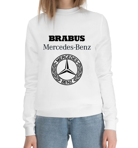 Женский хлопковый свитшот с изображением Mercedes Brabus цвета Белый