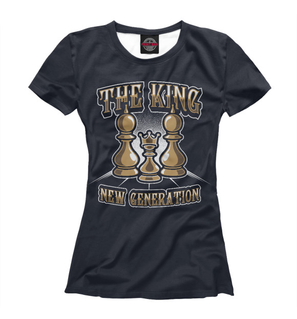 Женская футболка с изображением Король шахмат цвета Белый