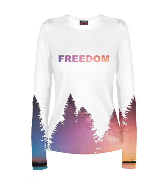 Женский лонгслив с изображением Freedom цвета Белый