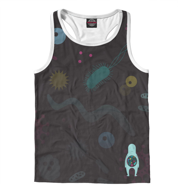 Мужская майка-борцовка с изображением Вирусы - Бактерии цвета Белый