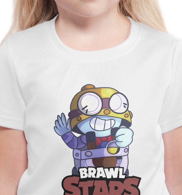 Футболка для девочек с изображением Brawl Stars-Karl цвета Белый