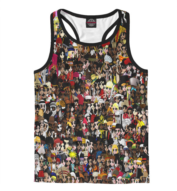 Мужская майка-борцовка с изображением Много аниме цвета Белый