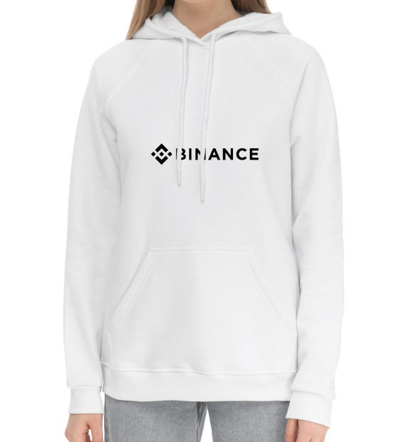 Женский хлопковый худи с изображением Binance цвета Белый