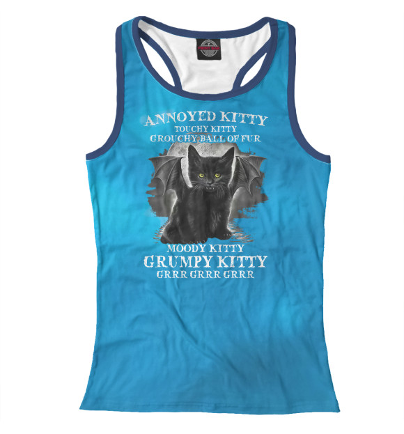 Женская майка-борцовка с изображением Annoyed Kitty Touchy Kitty цвета Белый