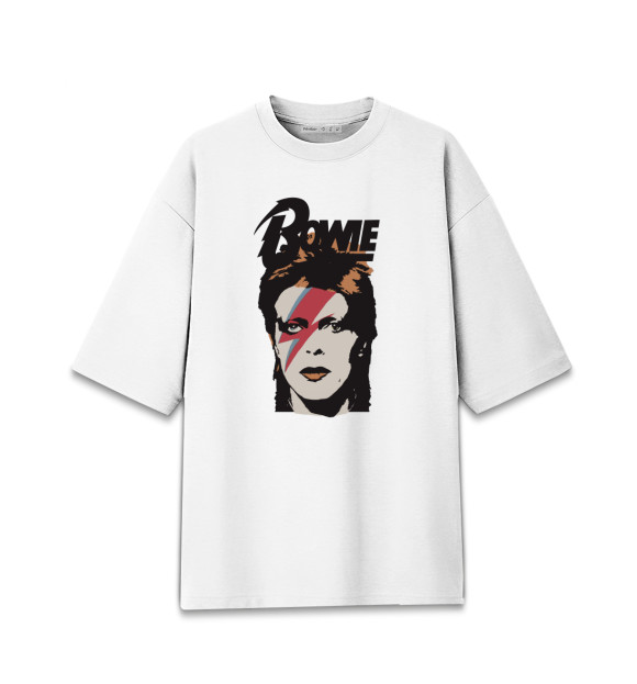 Женская футболка оверсайз с изображением David Bowie цвета Белый