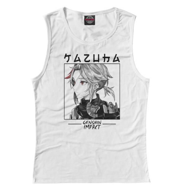 Майка для девочки с изображением Кадзуха. Genshin Impact цвета Белый
