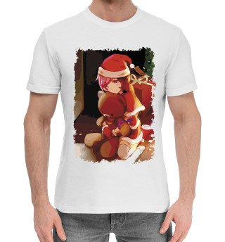 Мужская хлопковая футболка Снегурочка с мишкой