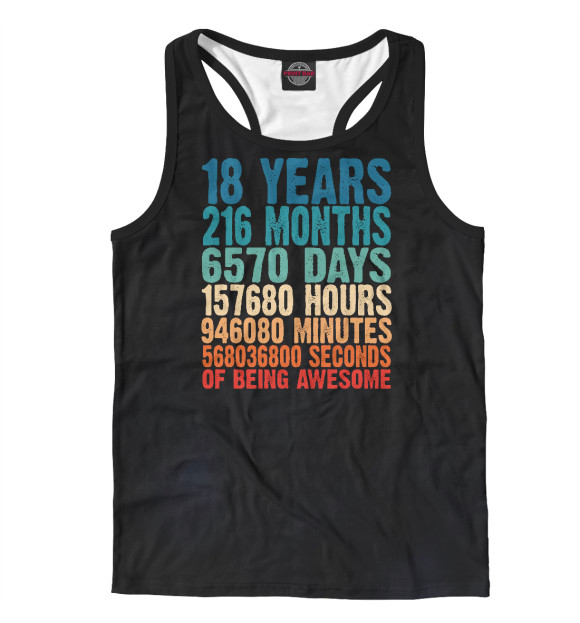 Мужская майка-борцовка с изображением 18 Years Of Being Awesome цвета Белый