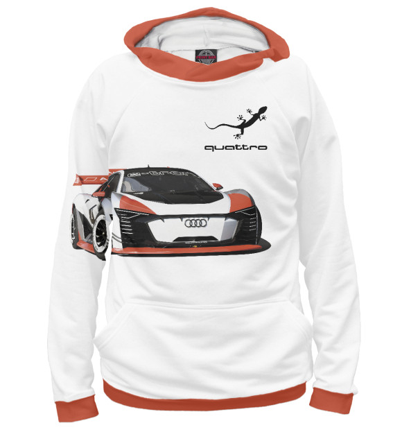 Мужское худи с изображением Audi quattro цвета Белый