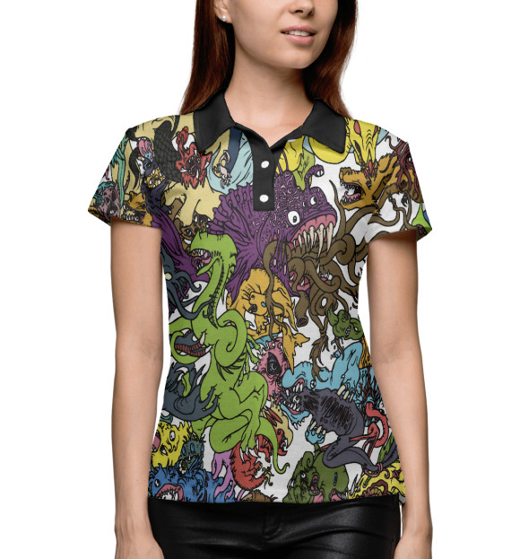 Женское поло с изображением Психоделика цвета Белый