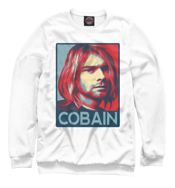 Женский свитшот с изображением Kurt Cobain (Nirvana) цвета Белый