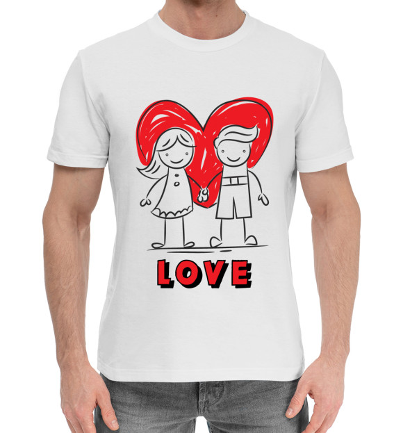 Мужская хлопковая футболка с изображением LOVE цвета Белый