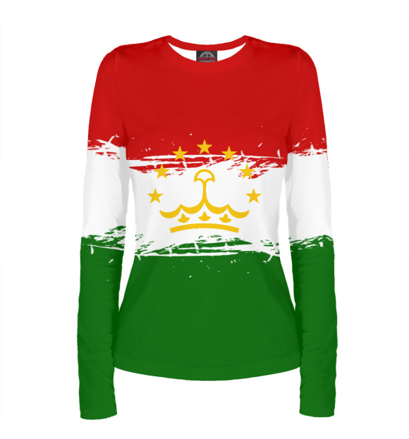 Женский лонгслив с изображением Tajikistan цвета Белый