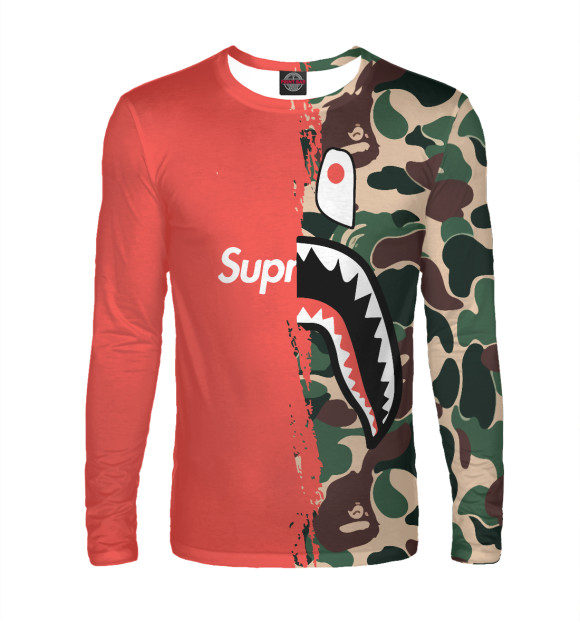 Мужской лонгслив с изображением BAPE цвета Белый