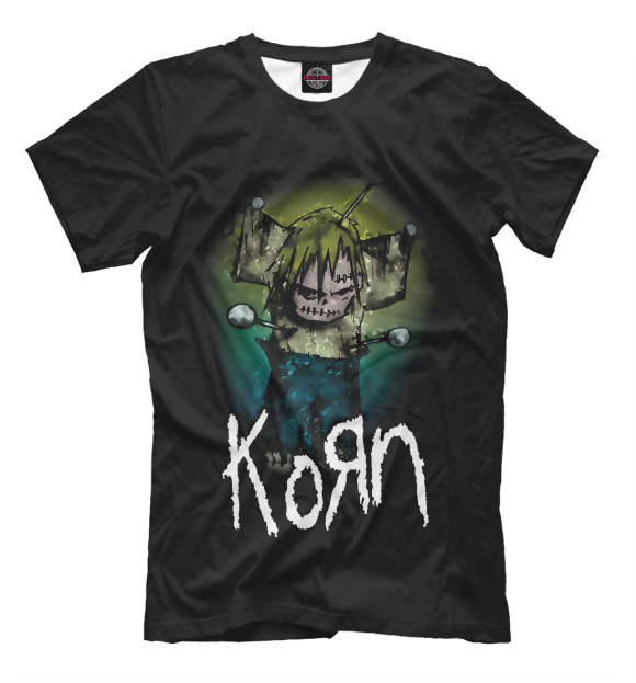Мужская футболка с изображением Korn кукла вуду цвета Белый