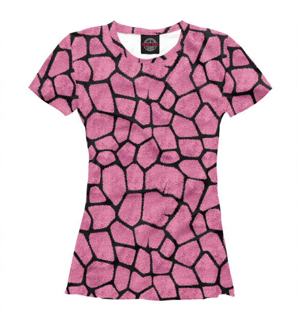 Женская футболка с изображением Шерсть  розового жирафа цвета Белый