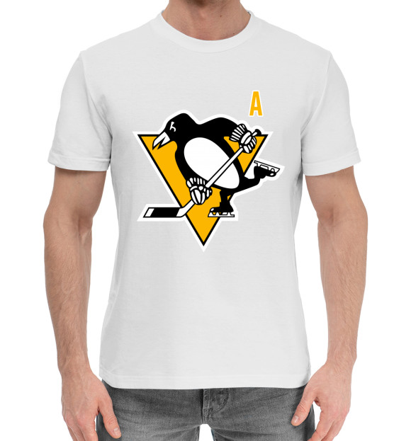 Мужская хлопковая футболка с изображением Малкин Форма Pittsburgh Penguins 2018 цвета Белый