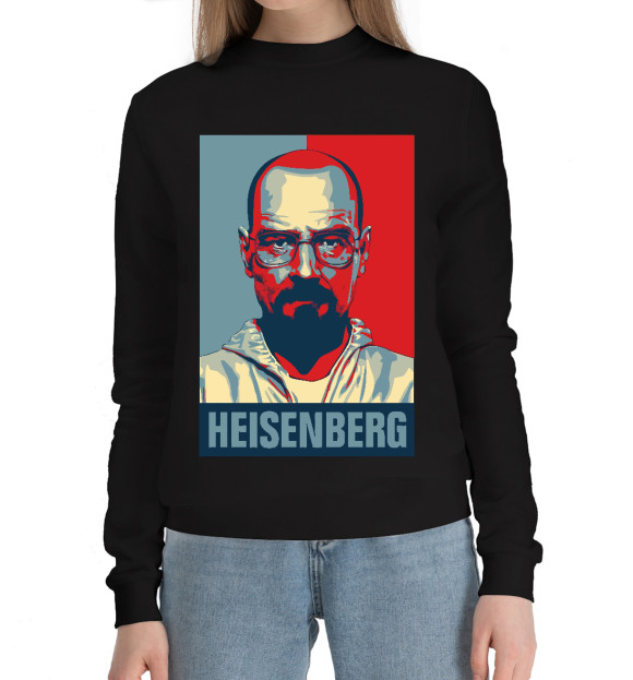 Женский хлопковый свитшот с изображением Heisenberg цвета Черный