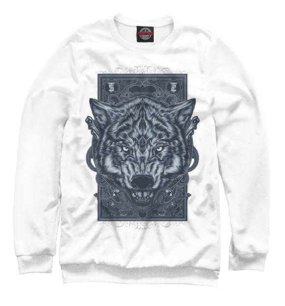 Свитшот для мальчиков с изображением Vintage Wolf цвета Белый