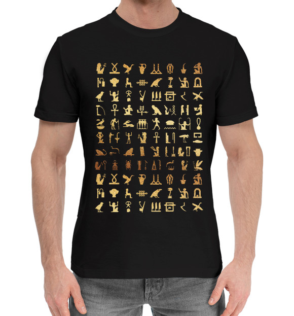 Мужская хлопковая футболка с изображением Египет цвета Черный