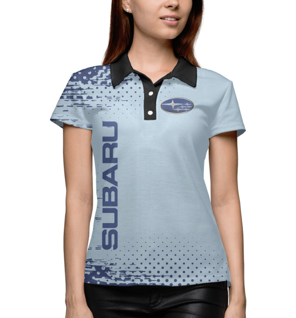 Женское поло с изображением Subaru цвета Белый