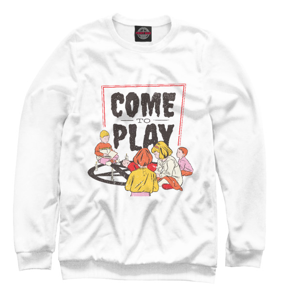 Мужской свитшот с изображением Come to play цвета Белый