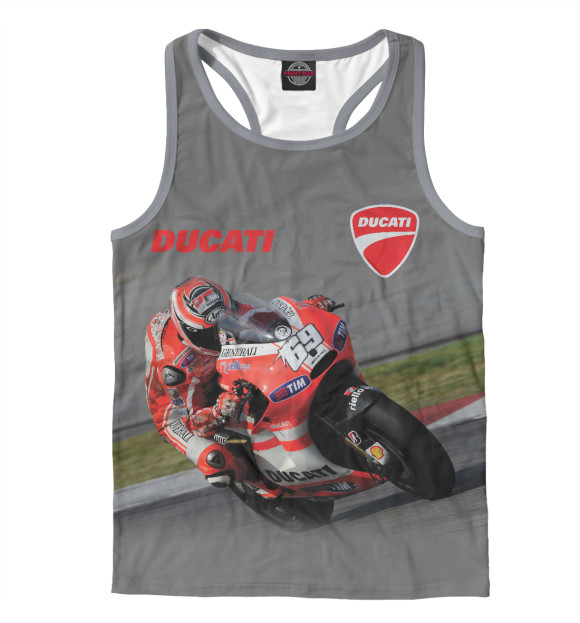 Мужская майка-борцовка с изображением Ducati цвета Белый