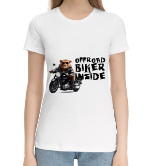Женская хлопковая футболка Хомяк-байкер