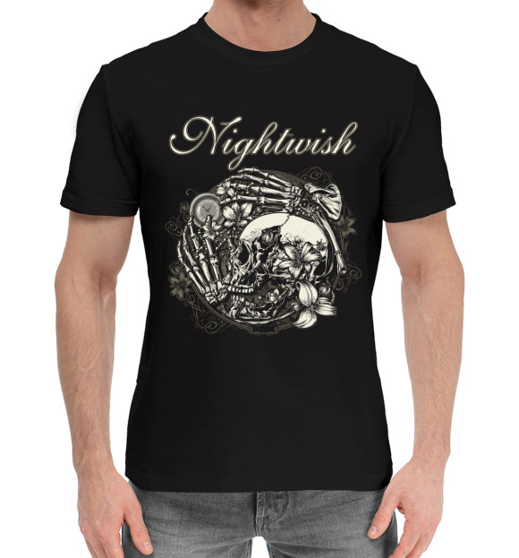 Мужская хлопковая футболка с изображением Nightwish цвета Черный