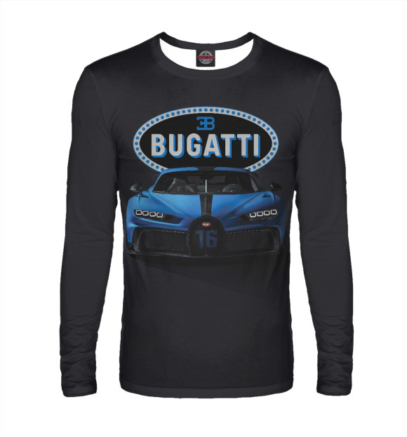 Мужской лонгслив с изображением Bugatti цвета Белый