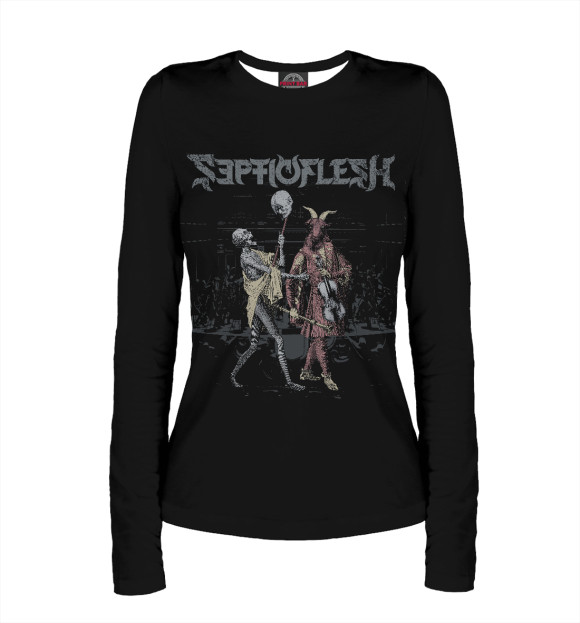 Женский лонгслив с притом Septicflesh цвета Белый Женский лонгслив с изображением Septicflesh цвета Белый