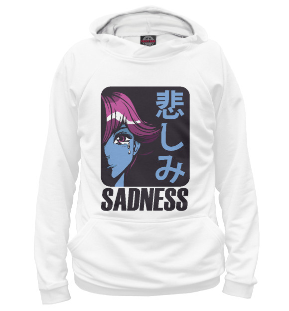 Женское худи с изображением Sadness girl цвета Белый