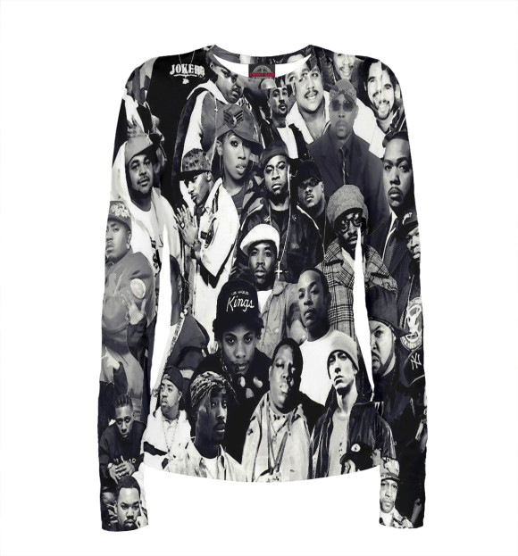 Женский лонгслив с изображением Рэперы | Зарубежный Рэп цвета Белый