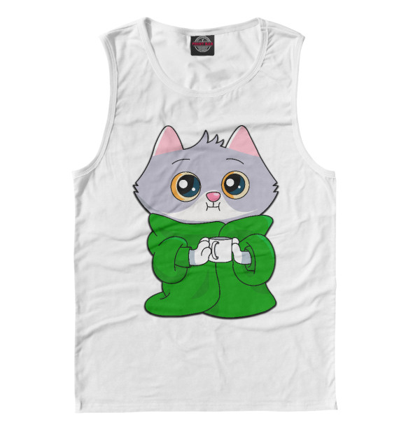 Майка для мальчика с изображением Котёнок в пледе цвета Белый