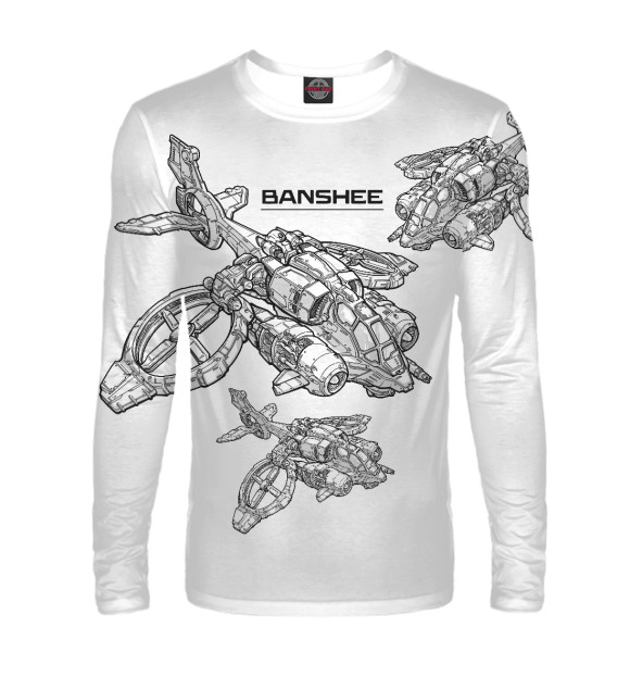 Мужской лонгслив с изображением Banshee StarCraft II цвета Белый
