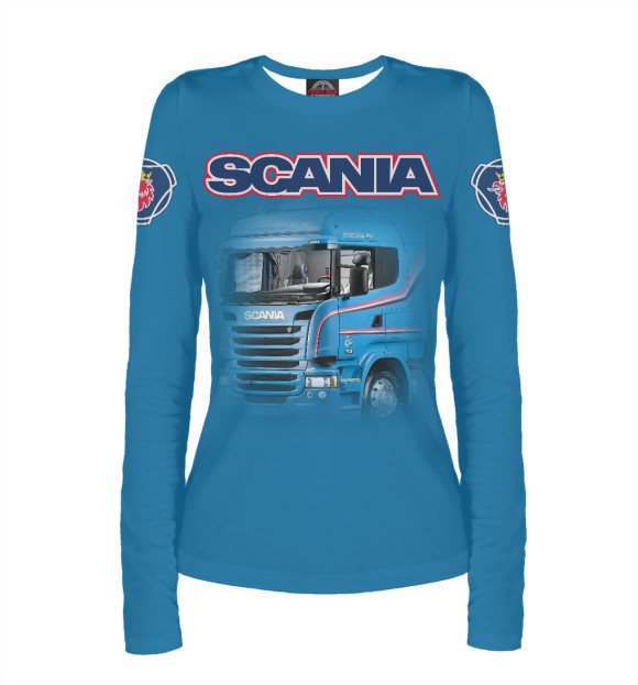 Женский лонгслив с изображением SCANIA цвета Белый
