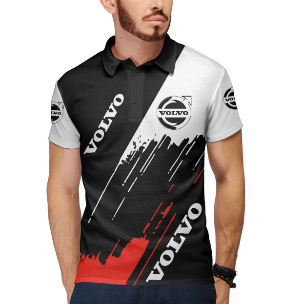 Мужское поло с изображением Volvo цвета Белый