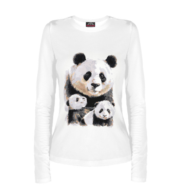 Женский лонгслив с изображением Панды цвета Белый