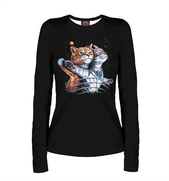 Женский лонгслив с изображением Titanic cats цвета Белый