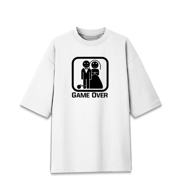 Мужская футболка оверсайз с изображением Game Over цвета Белый