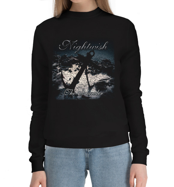 Женский хлопковый свитшот с изображением Nnightwish цвета Черный