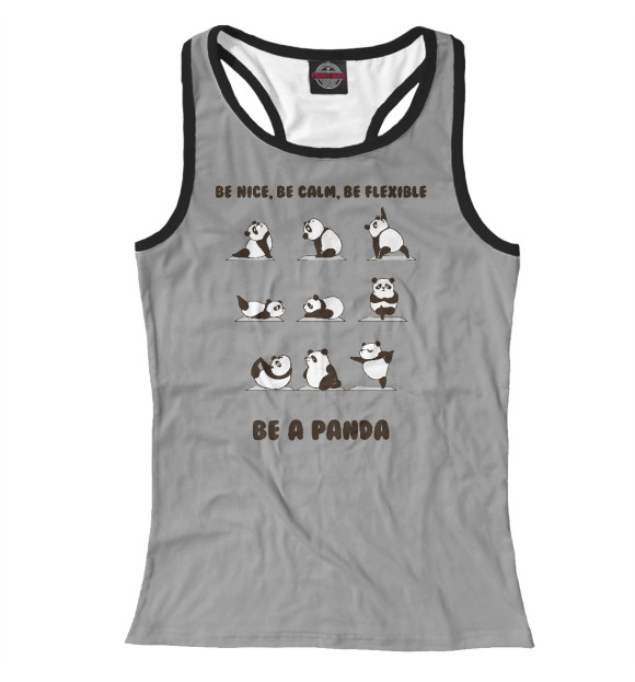 Женская майка-борцовка с изображением Панда Йогинь цвета Белый