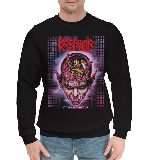 Мужской хлопковый свитшот с изображением Kreator цвета Черный