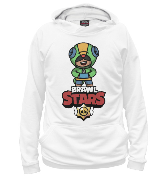 Мужское худи с изображением Brawl Stars - Leon цвета Белый