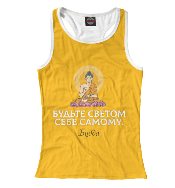 Женская майка-борцовка с изображением Будда цвета Белый