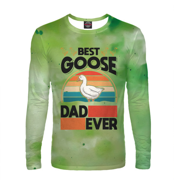 Мужской лонгслив с изображением Best Goose Dad Ever цвета Белый