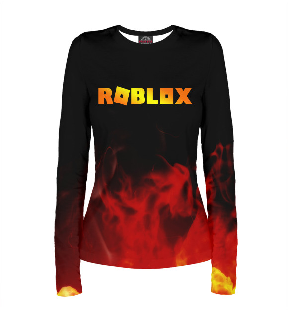 Женский лонгслив с притом ROBLOX цвета Белый Женский лонгслив с изображением ROBLOX цвета Белый