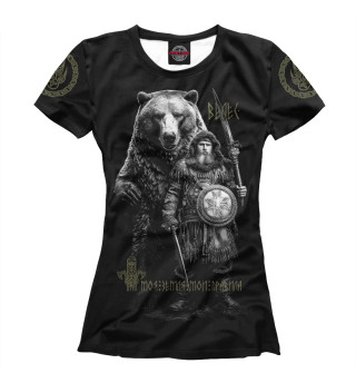 Женская футболка Велес с медведем