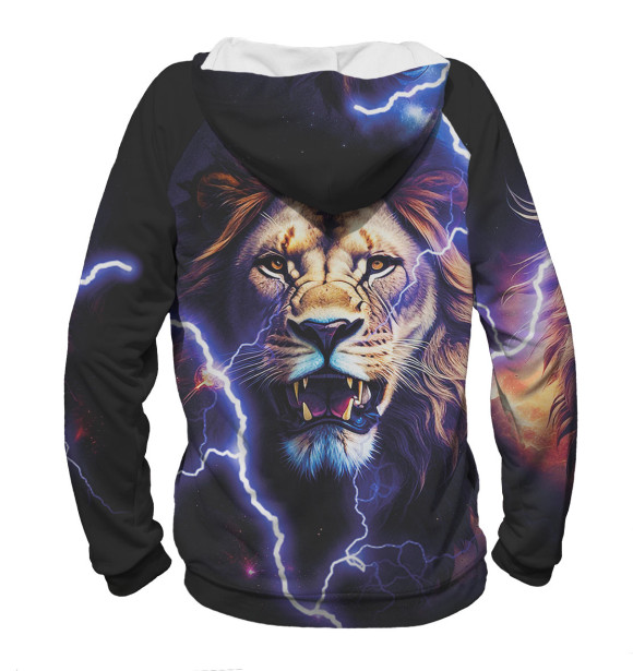 Мужское худи с изображением Лев цвета Белый